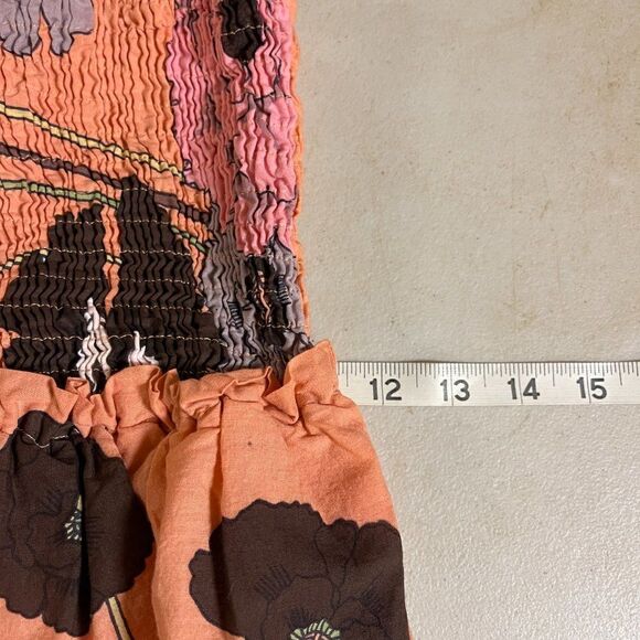 {Sabby Anand} peach floral Resort Summer dress Size Small - Picture 10 of 11